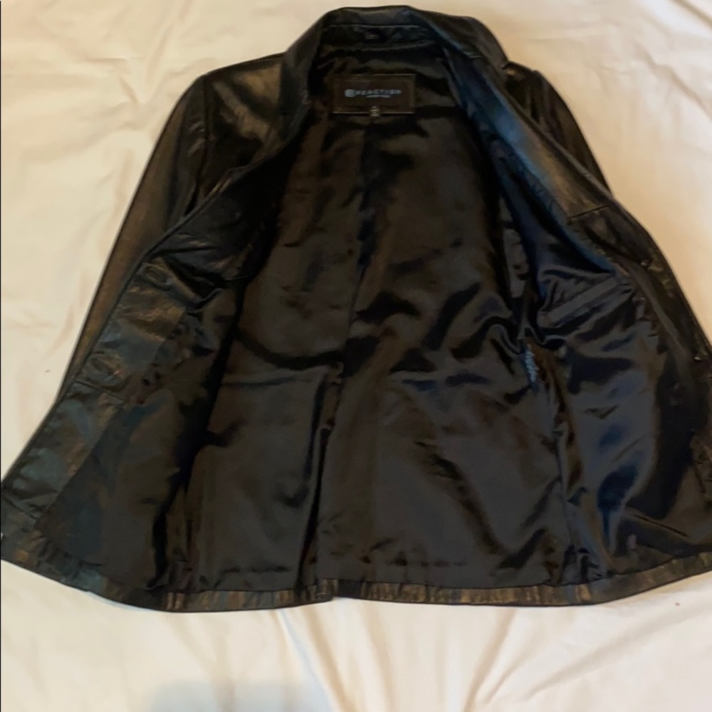 Kenneth Cole Reaction black leather jacket - Picture 6 of 14